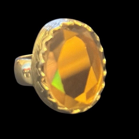 Vintage Mirrored Madeira Citrine Glass Ring - Picture 1 of 16